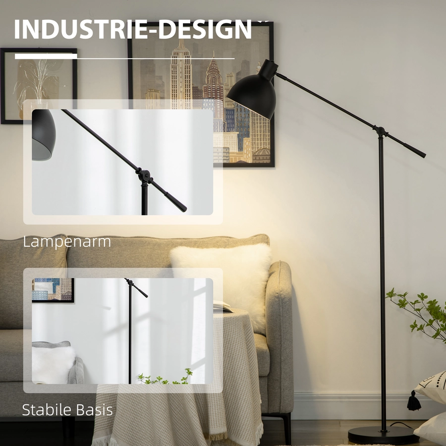 HOMCOM Stehlampe mit E27 Sockel schwarz