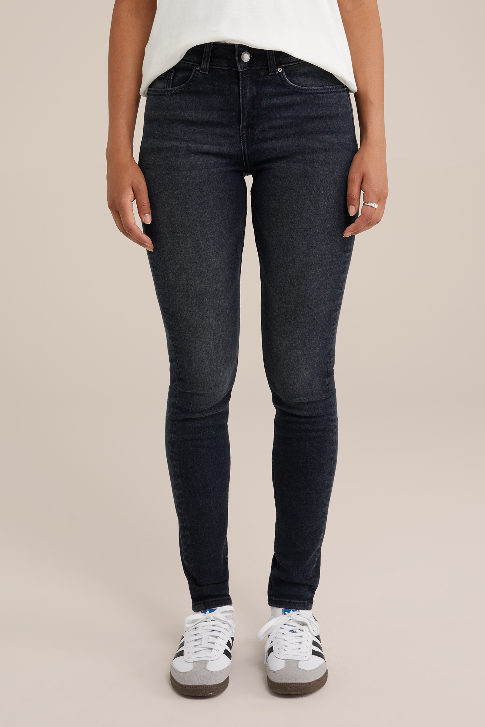 rise superskinny jeans met superstrech Blue Ridge Donkergrijs