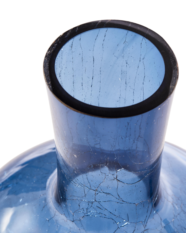 POLSPOTTEN Crackled Glass Ball Body vaas L geel