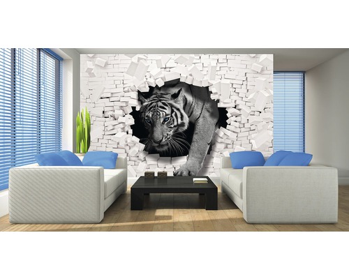 Vliesbehang 10400V4 3D Tijger 2-delige set 254 x 184 cm