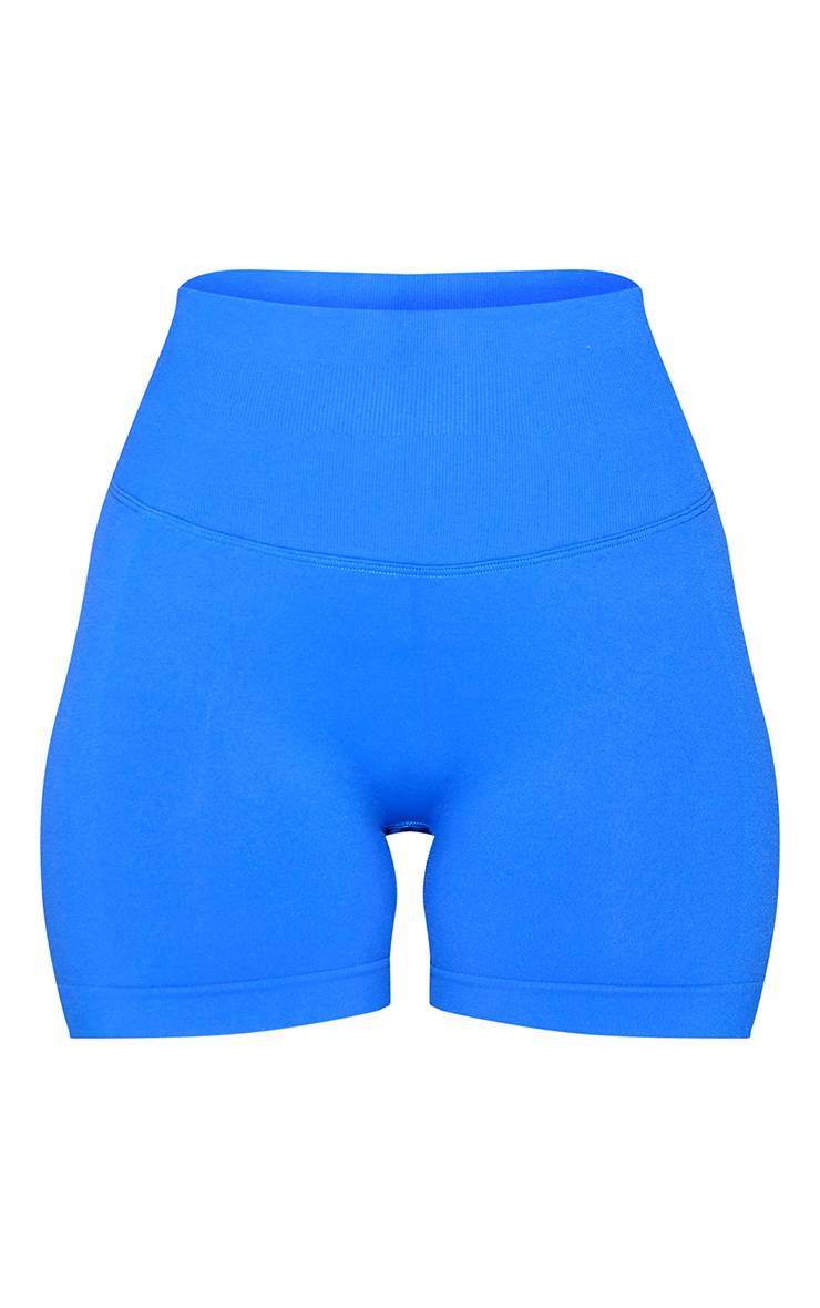Bleu Cobalt Short De Sport Échancré Froncé Sans Couture