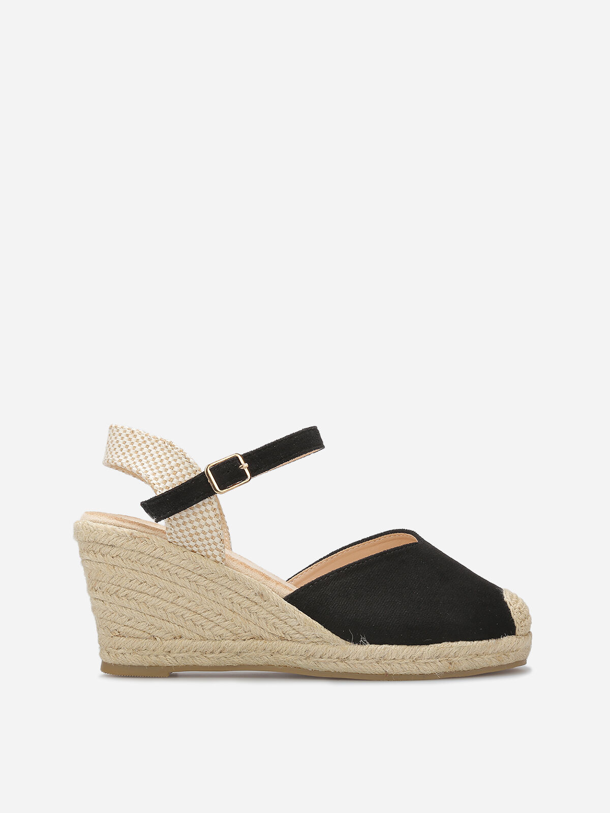 Espadrilles compensées en suédine- Noir