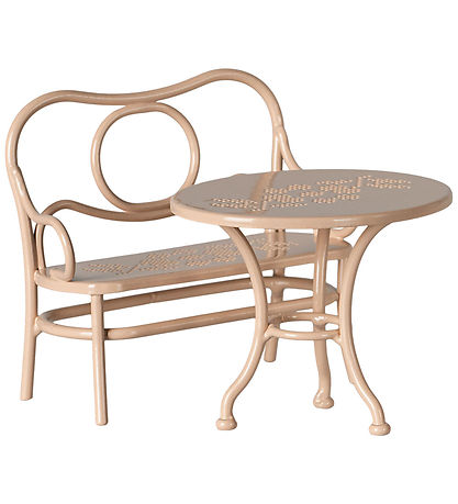 Maileg Miniatur-Café-Set - Tisch und Bank - Maus - Rosa