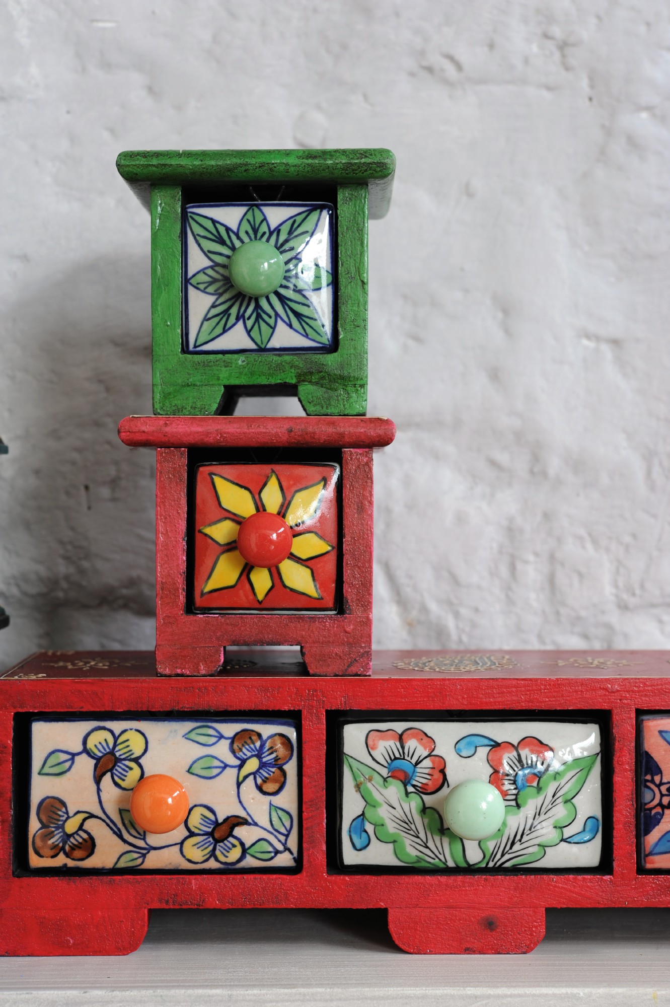 Schubladentruhe mit 3 Schubladen, weinrot, L 11 cm, B 35 cm, H 10 cm von fischer's lagerhaus