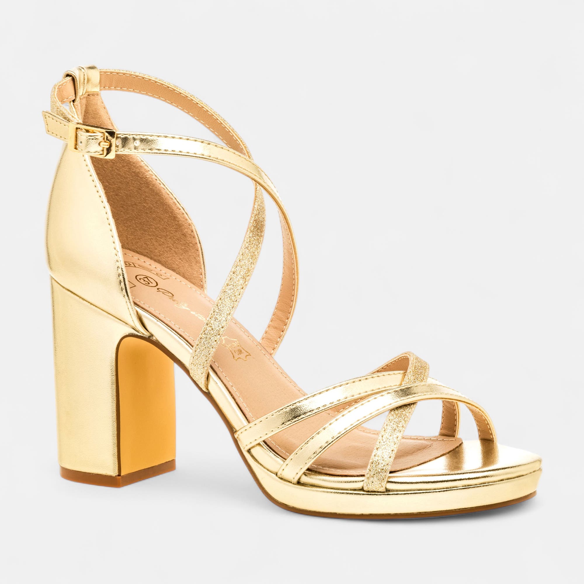 Nu-pieds à talon Femme or