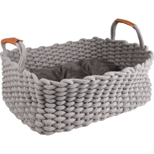 Cama para gatos Enya em formato de cesta, cinza
