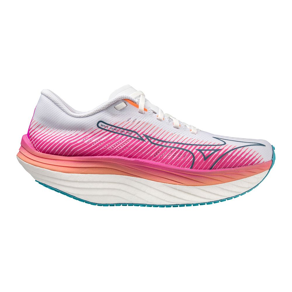 Mizuno WAVE REBELLION PRO - Chaussures running Femme white/silver/807 c