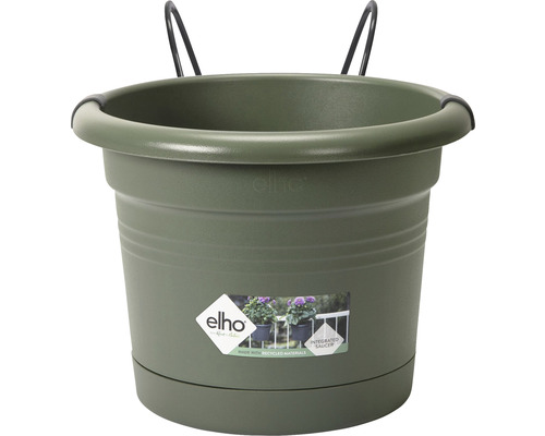 Bloempot, plantenbak met houder, elho allin1, kunststof, Ø 20 cm, H 14 cm, bladgroen