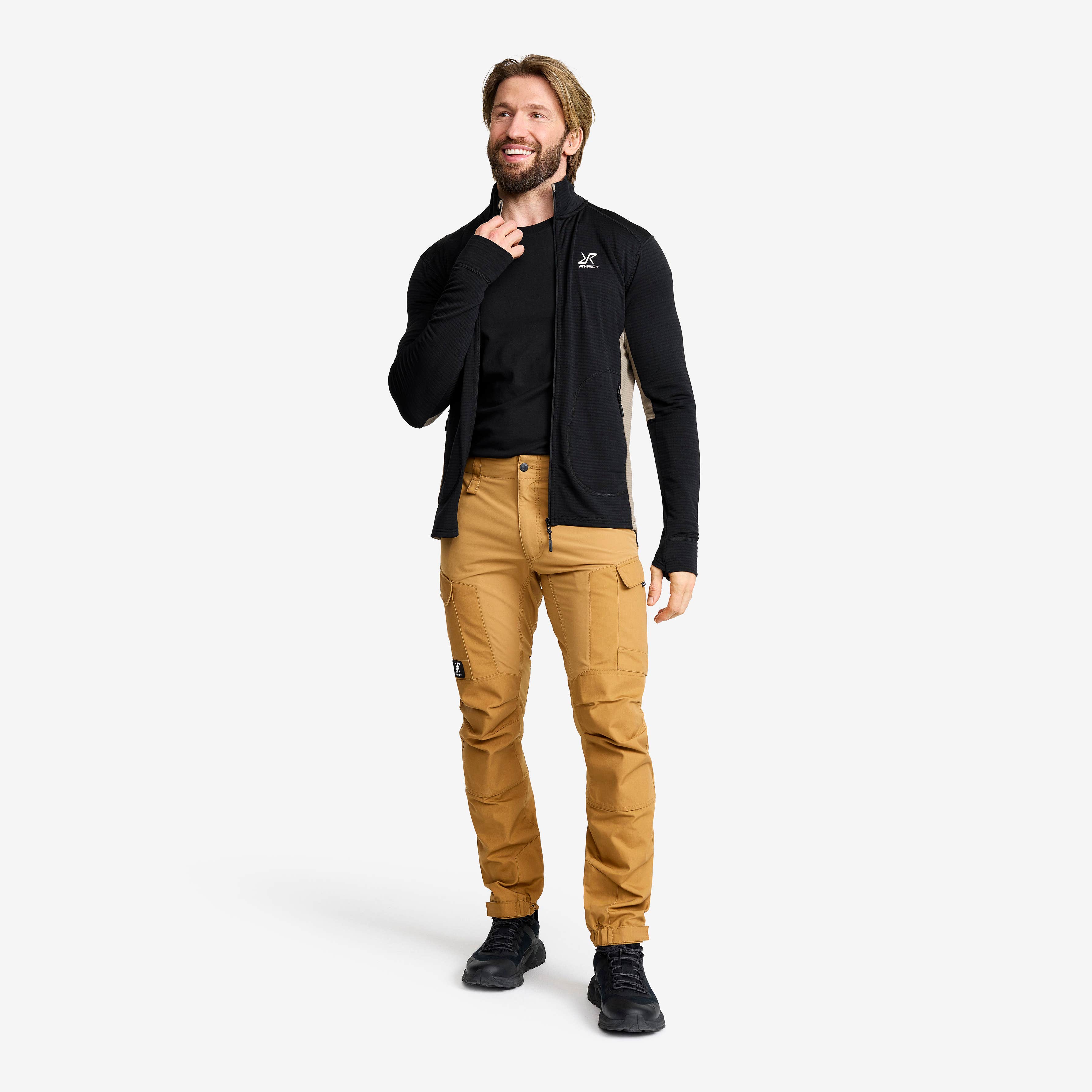Waffle Full-zip Fleece Herre Black