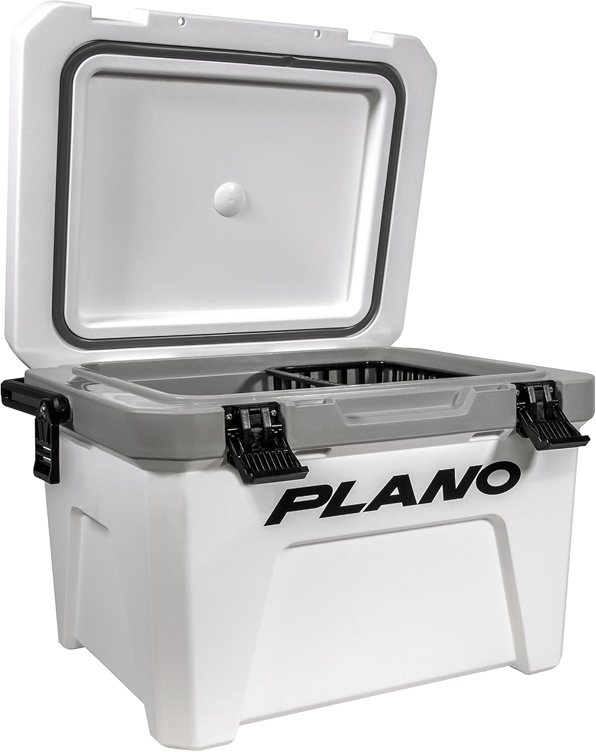 Plano Frost 21-Quart Hard Cooler, Includes Dry Basket, Small, White and Black, Durable, Insulated Ice Chest for Camping, Fishing, and Tailgating