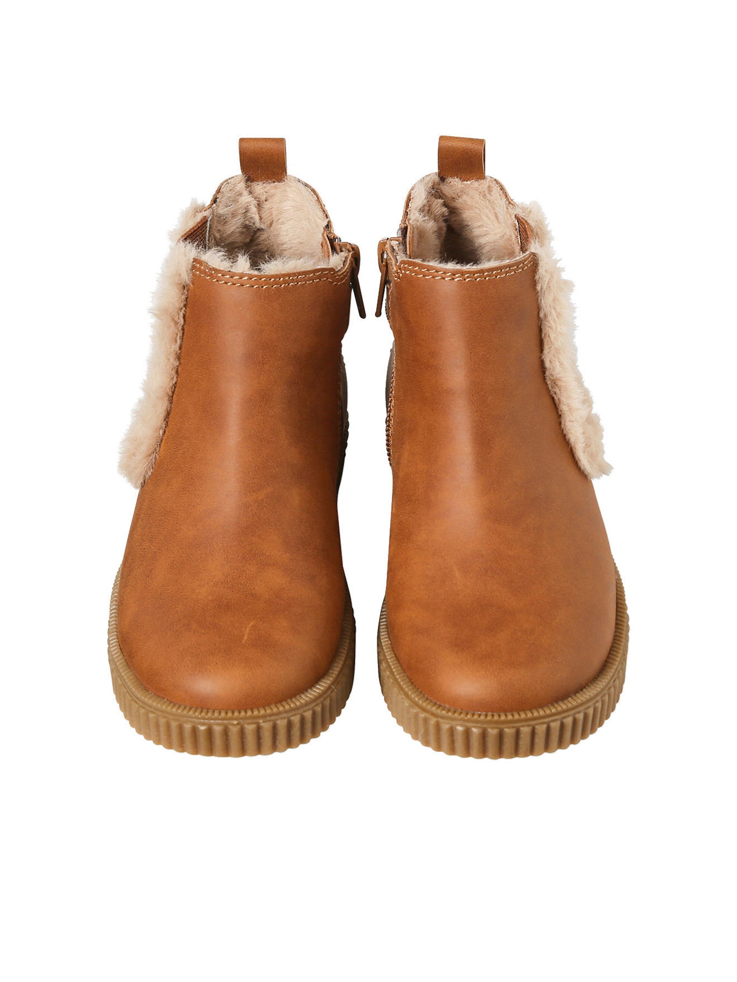 Vertbaudet Warme Mädchen Chelsea-Boots mit Reißverschluss braun