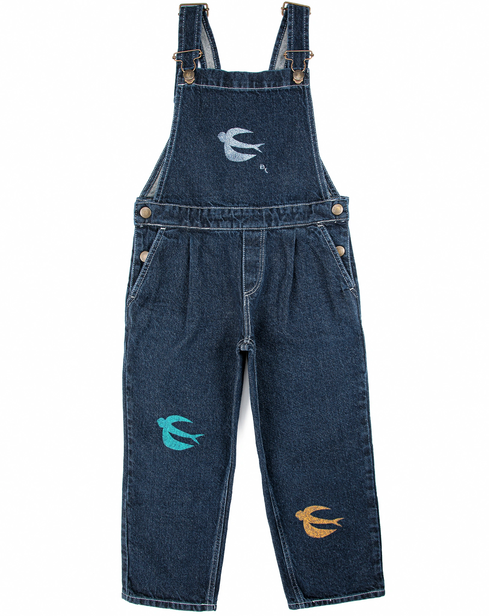 Jeans-Latzhose BIRDS in midnight blue