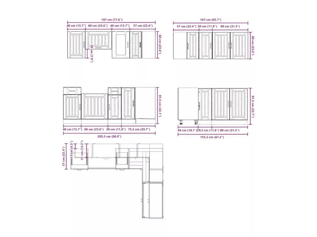 Ensemble d'armoires de cuisine 11 pcs Kalmar bois d'ingénierie