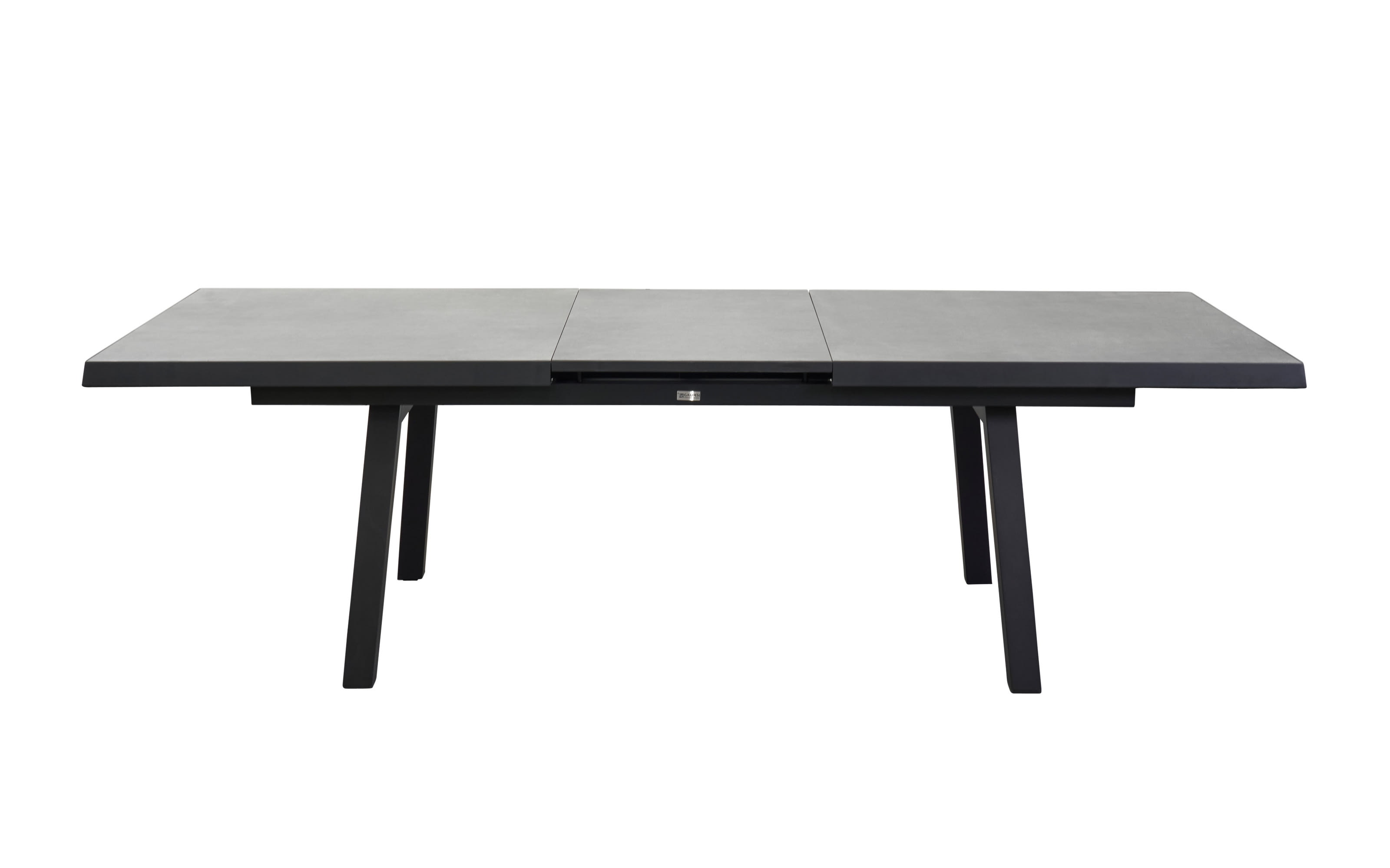 Ausziehtisch Sondrino, Aluminiumgestell in schwarz, Tischplatte betonfarbend