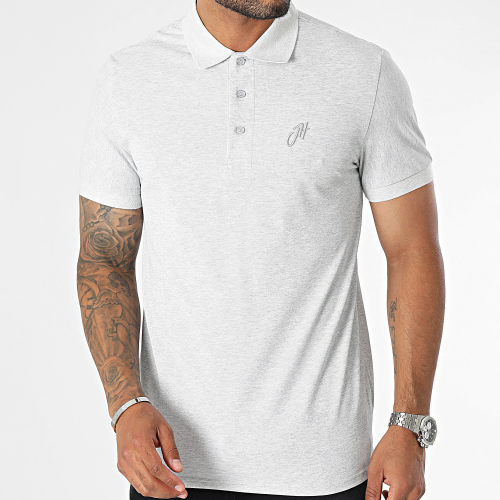 Polo Manches Courtes Gris Chiné