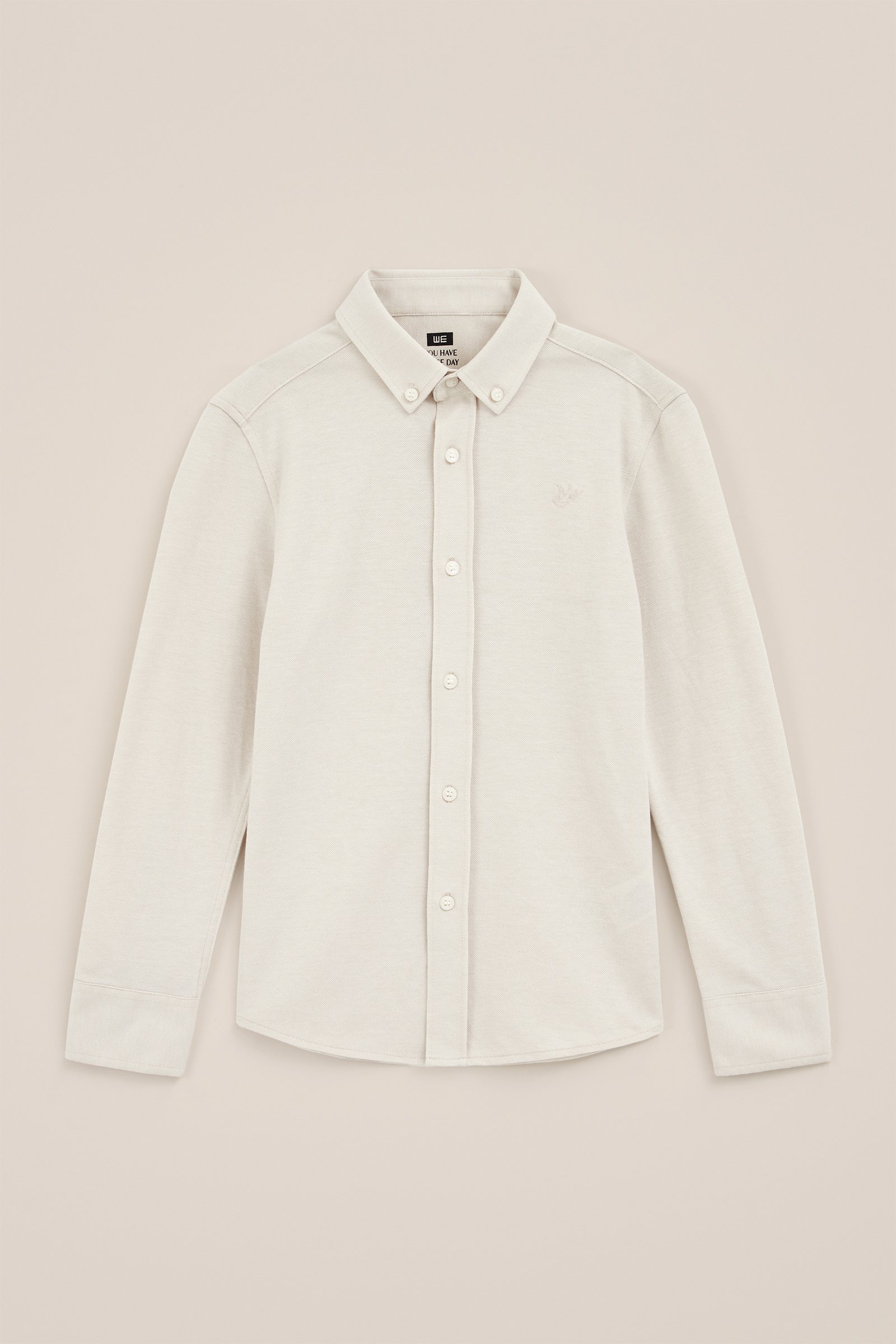 Jongens overhemd van piquéjersey WE Fashion Beige