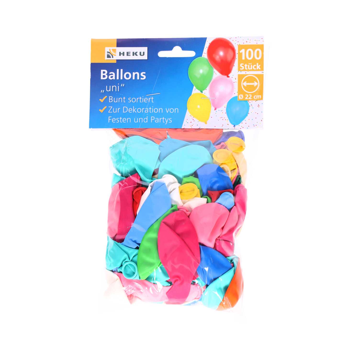 Heku Luftballons bunt  Ø ca. 22 cm 100er