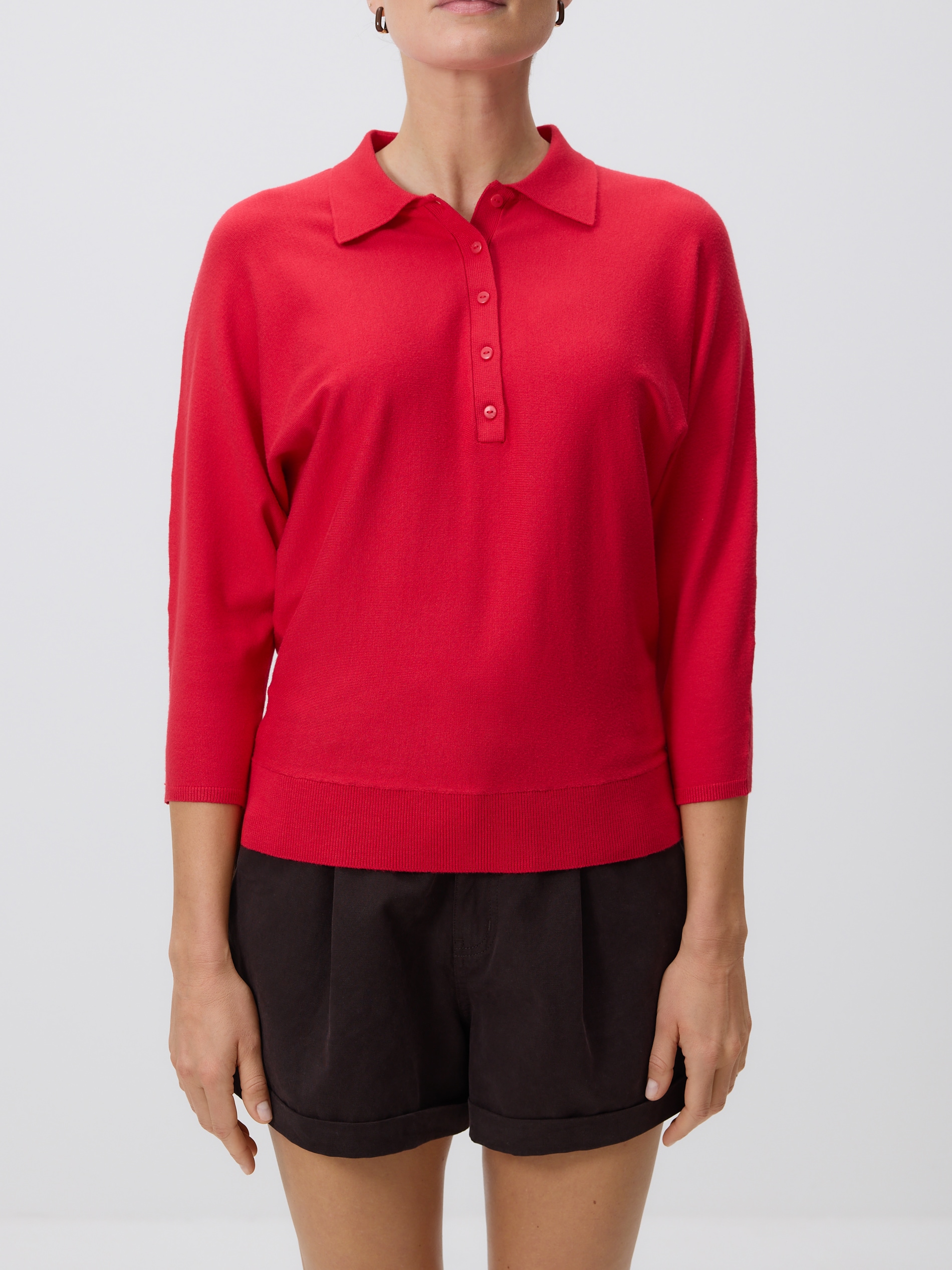 Pullover im Polostil mit hohem Viskoseanteil
