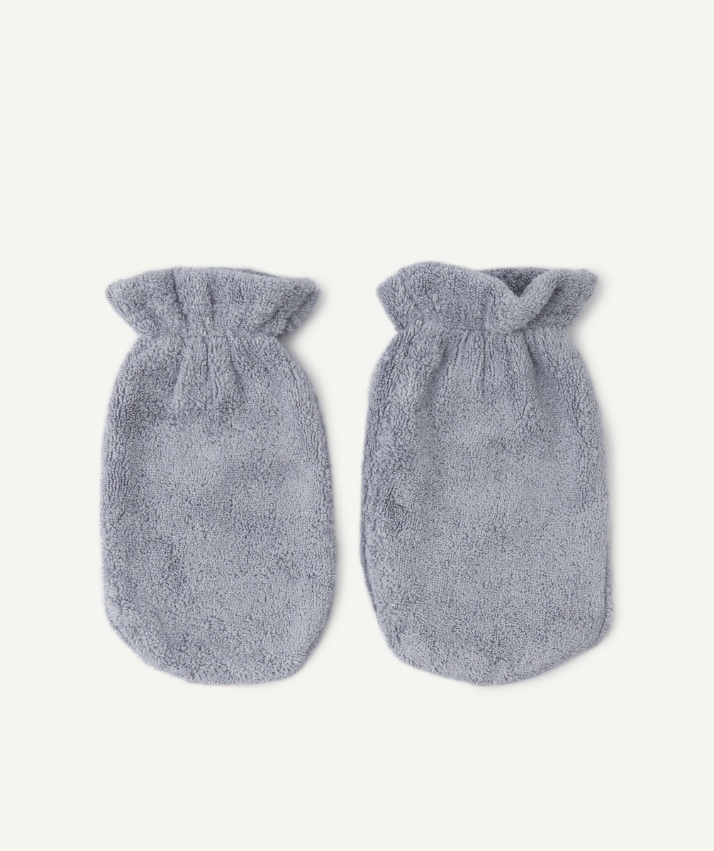 MUSHIELOT DE 2 GANTS DE TOILETTE EN COTON BIO BLEU