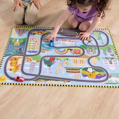 Melissa & Doug Racerbane Gulvpuslespill & Lekesett 48 Brikker