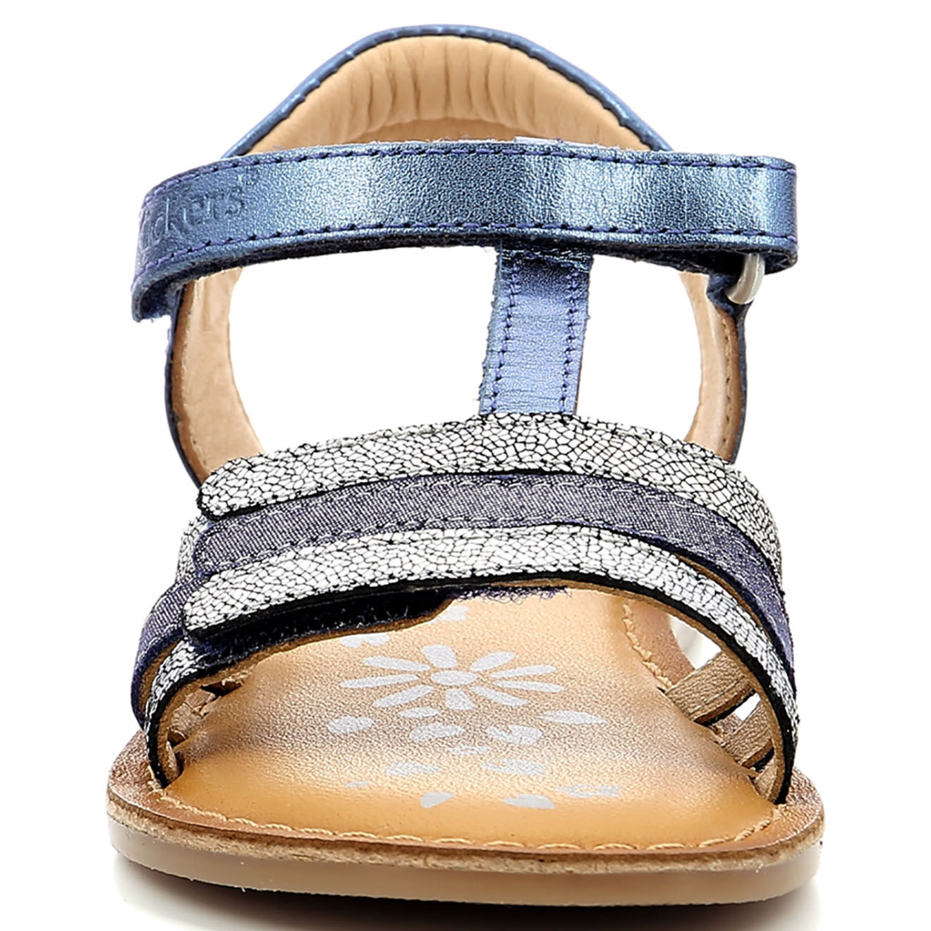 Kickers Sandales en Cuir Diamanto marine métallisé