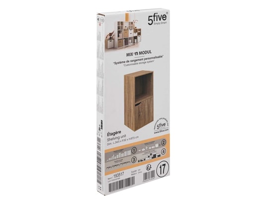 FIVE SIMPLY SMART - Etagère 2 cases mix n'modul 1 porte - marron