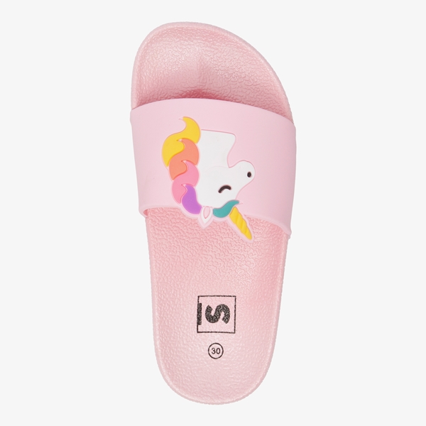 Meisjes badslippers roze met unicorn