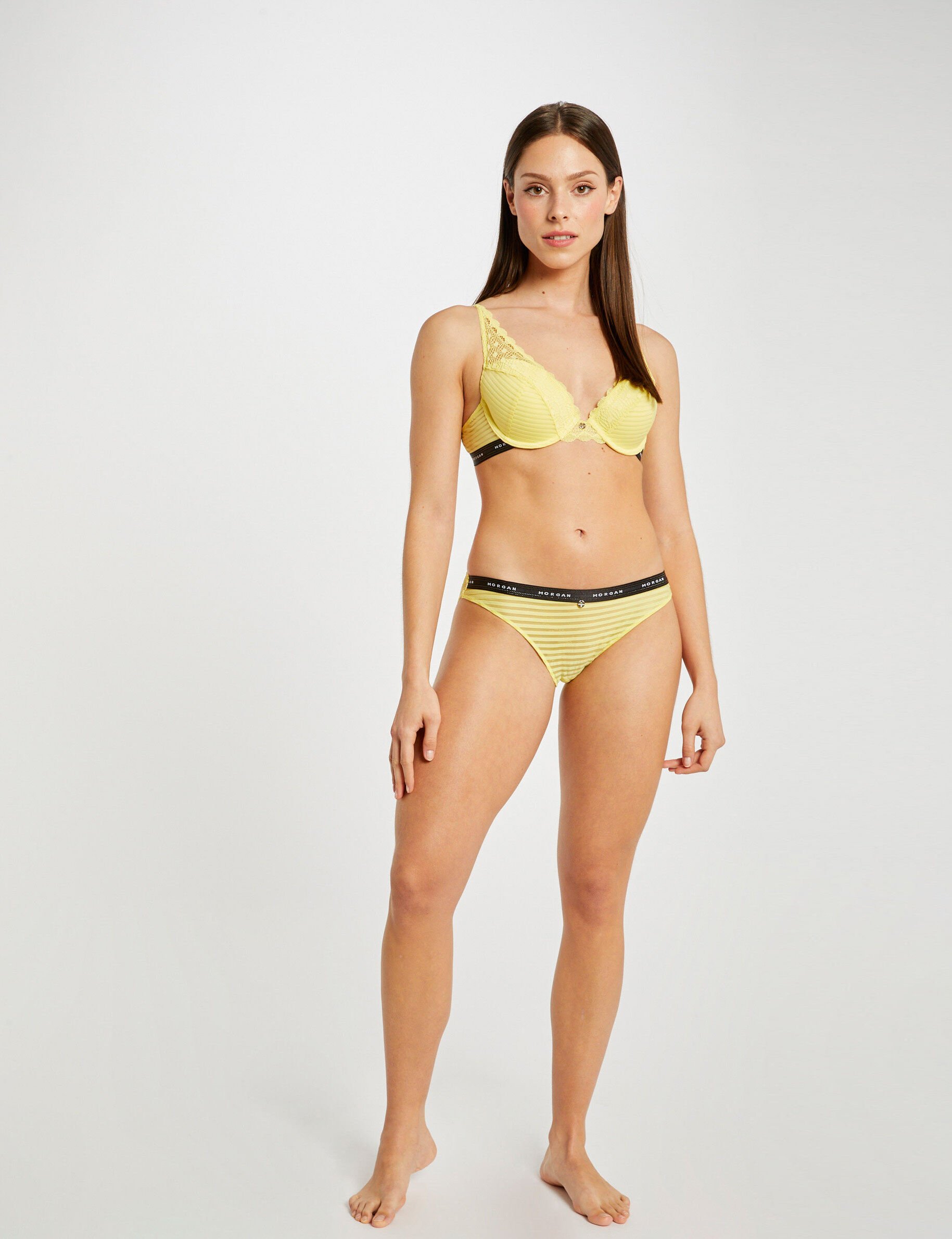 Slip dentelle jaune femme - jaune
