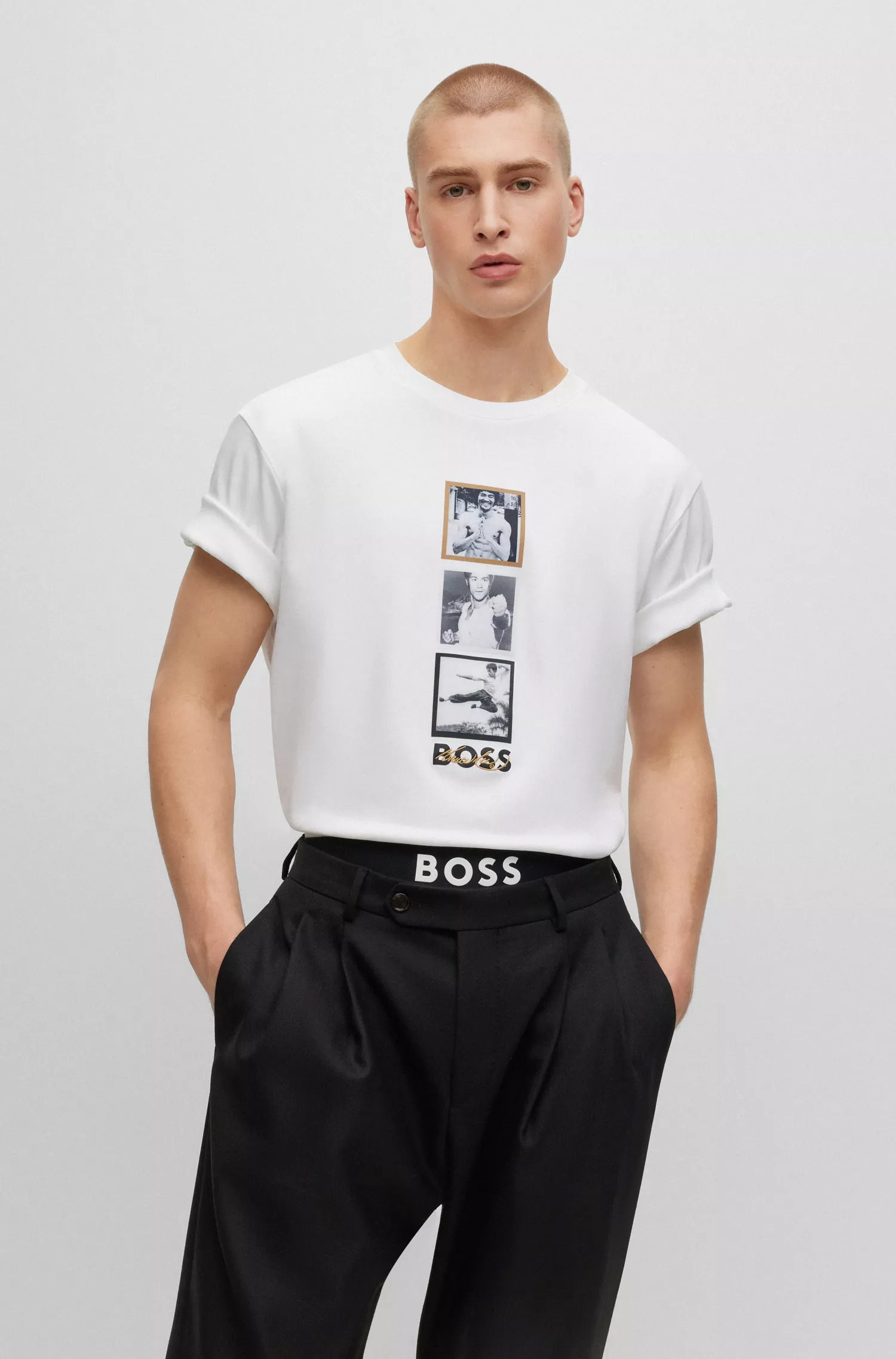 Camiseta unissex BOSS Black-BOSS x Bruce Lee com estampa exclusiva.