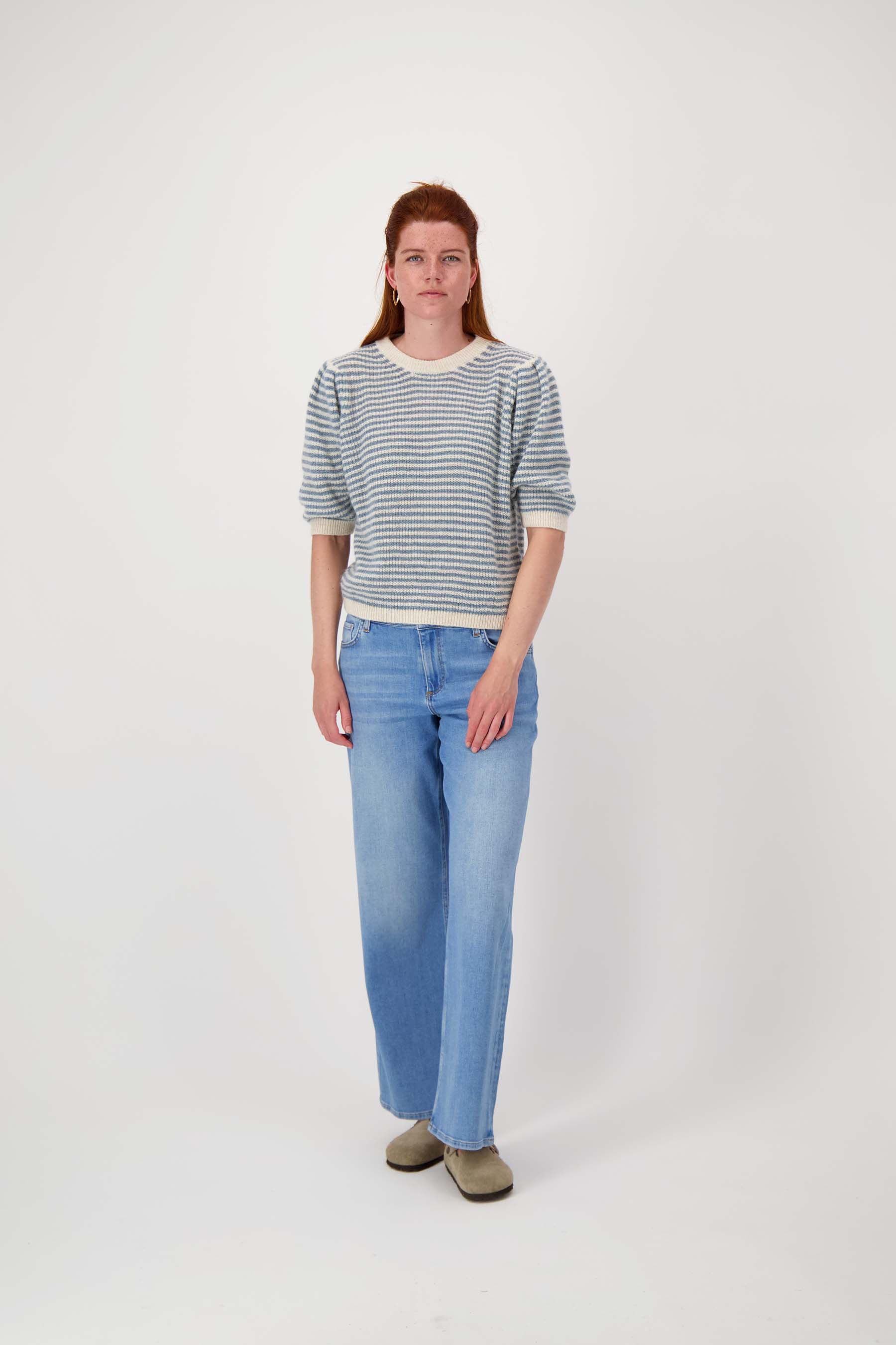gestreepte trui met contrast ribs