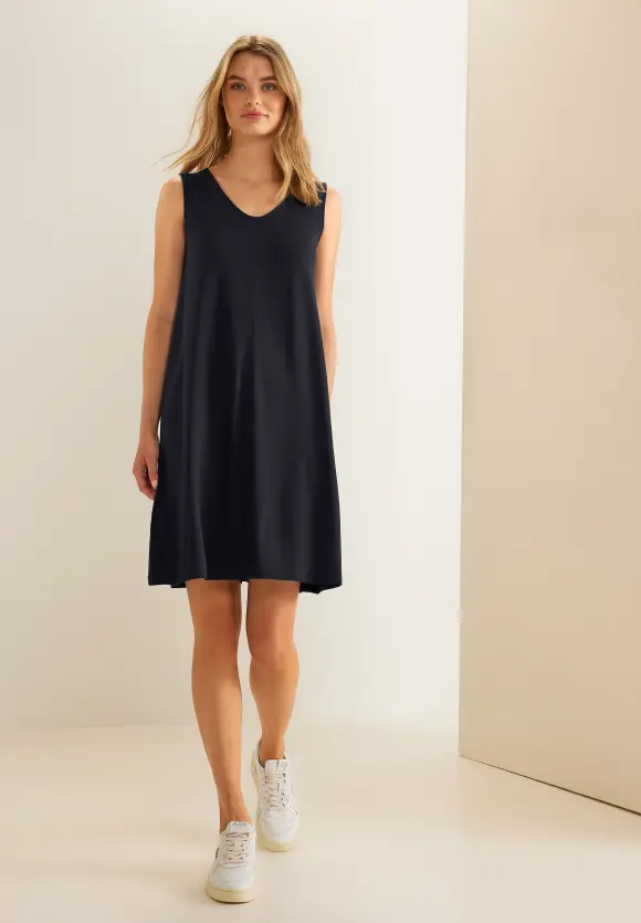 Kleid in Unifarbe - dark vintage blue