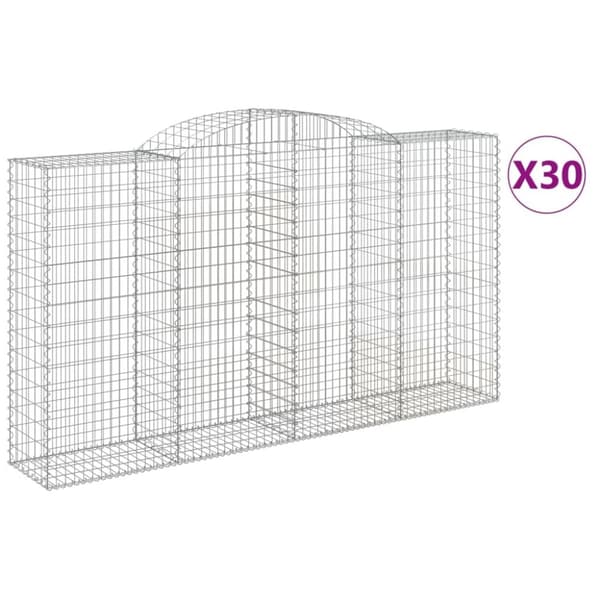 vidaXL Gabionkurver buede 30 stk 300x50x160/180 cm galvanisert jern