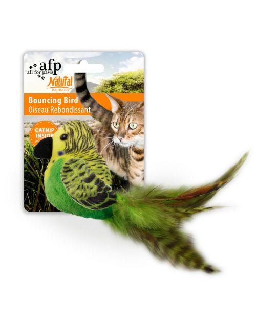 All For Paws Bouncing Bird - Kattenspeelgoed - 10x20x7 cm Assorti