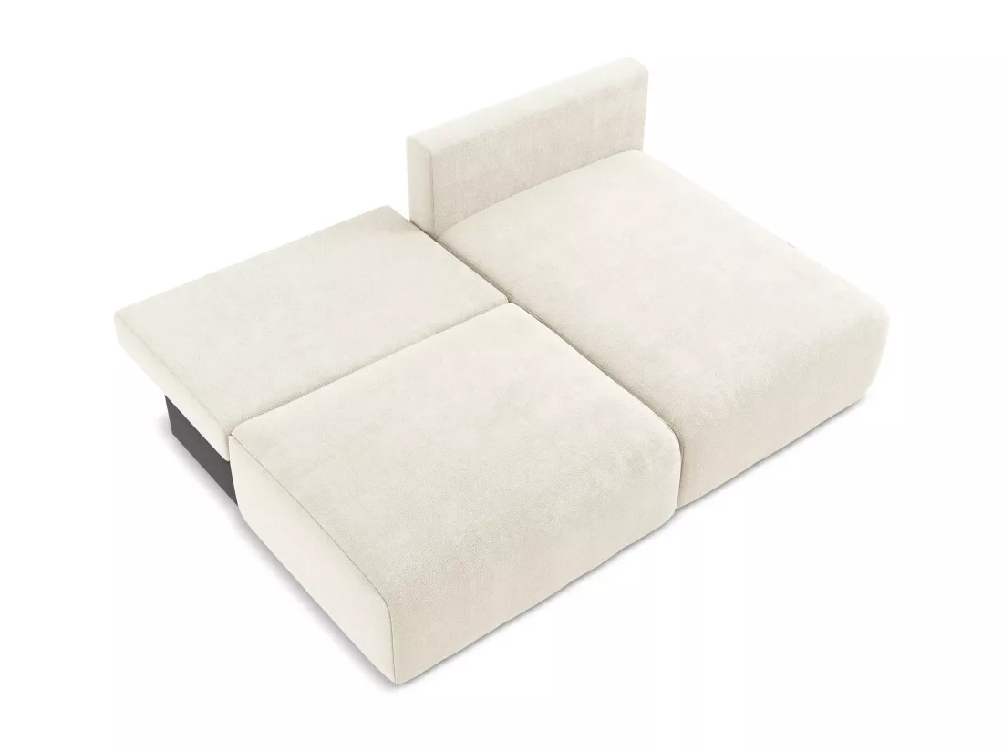 Canapé d’angle 3 places droit sans accoudoir convertible en Chenille - beige clair - KONA