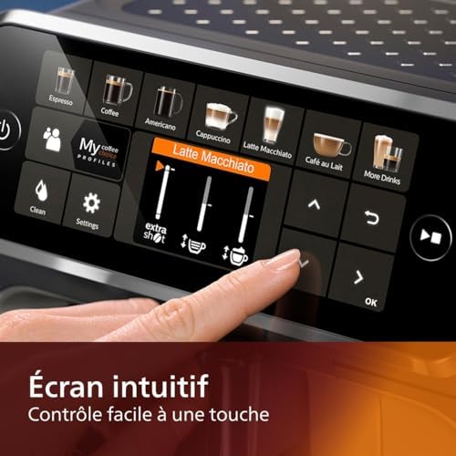 Philips Machine à Expresso Entièrement Automatique 5500 Series–20 Boissons Chaudes et Glacées, Carafe LatteGo Facile à Nettoyer, SilentBrew 40% Plus Silencieuse, QuickStart, Noir et Argent (EP5546/70) : Cuisine et Maison