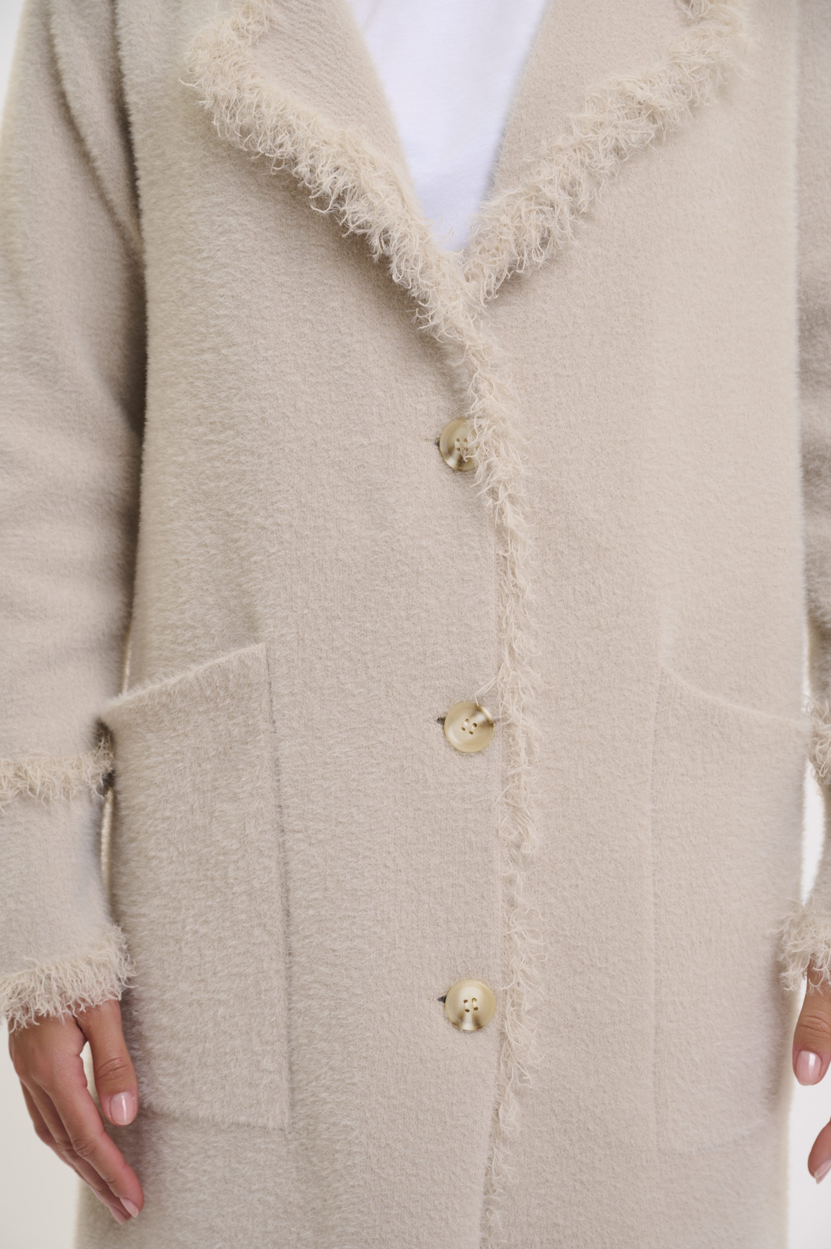 Rino & Pelle - Catena Cardigan With Fringe Detail - Stone