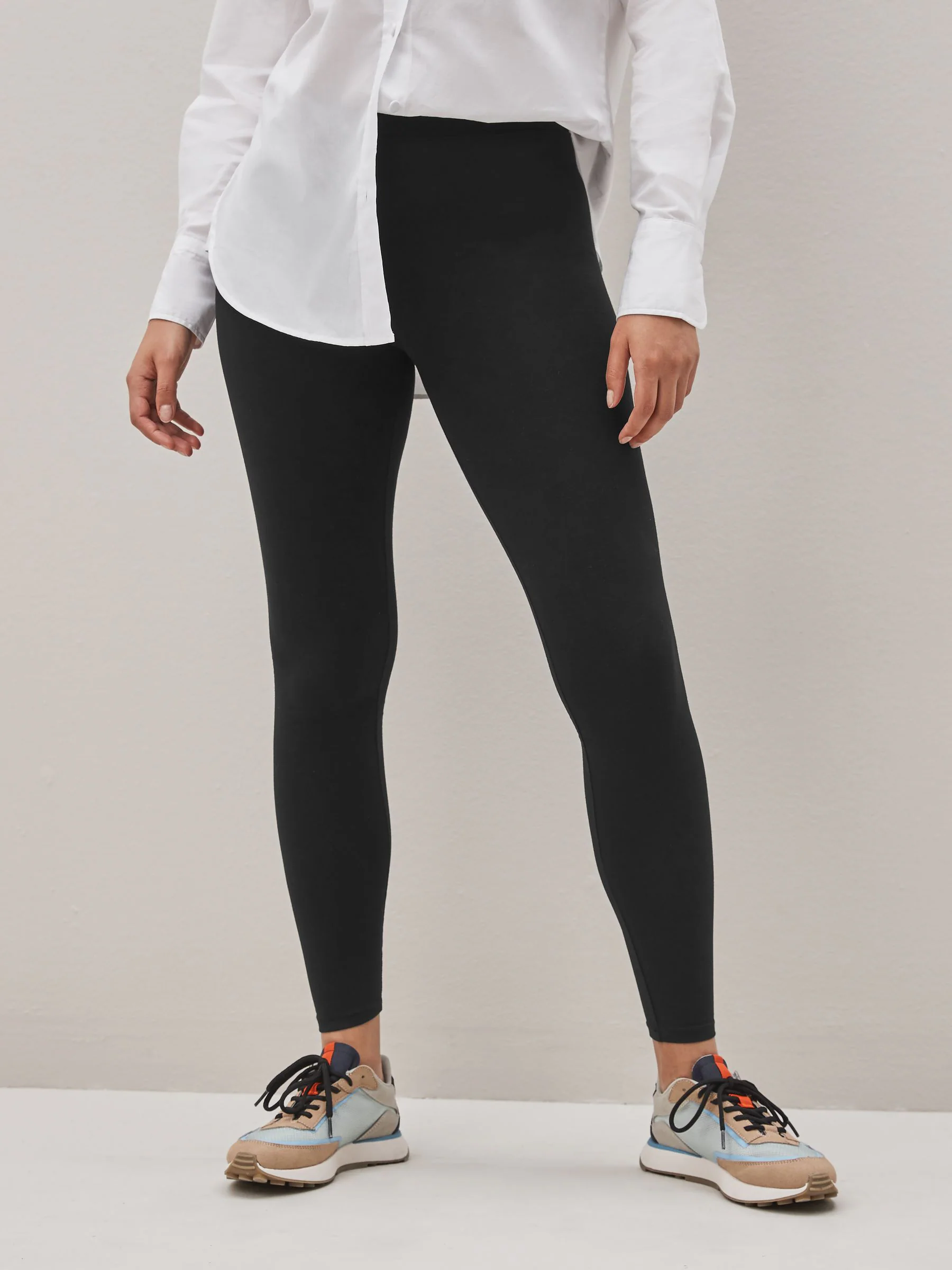Zwart - Katoenen legging met hoge taille