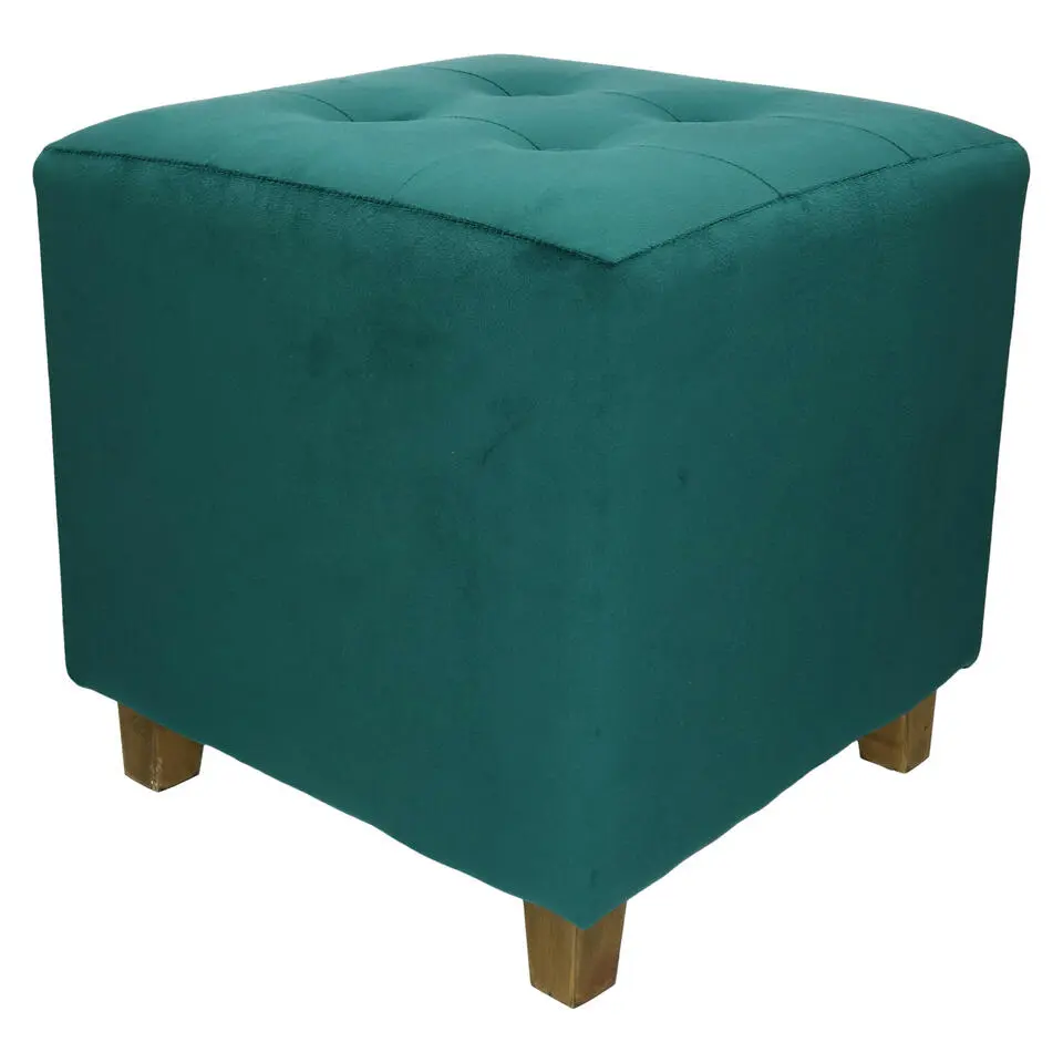 Atmosphera Zit krukje/bijzet stoel/poef - blauw - D35 x H35 cmA