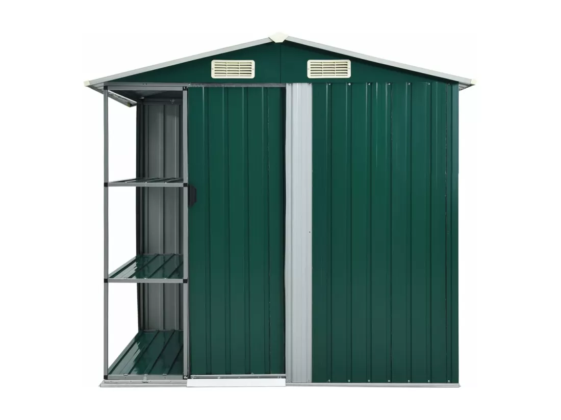 Abri de jardin avec étagère Vert 205x130x183 Fer