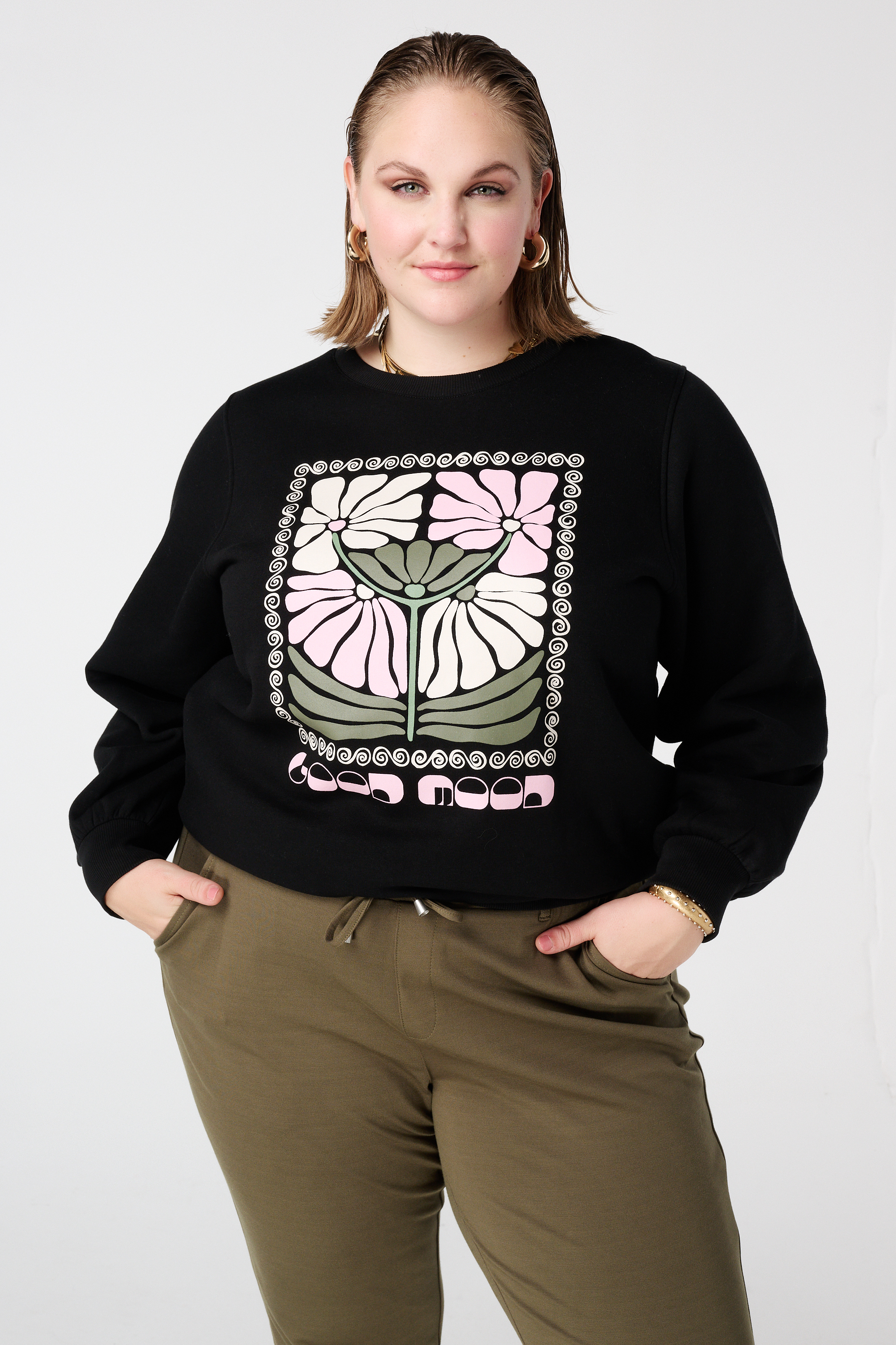 Sweater met print Zwart
