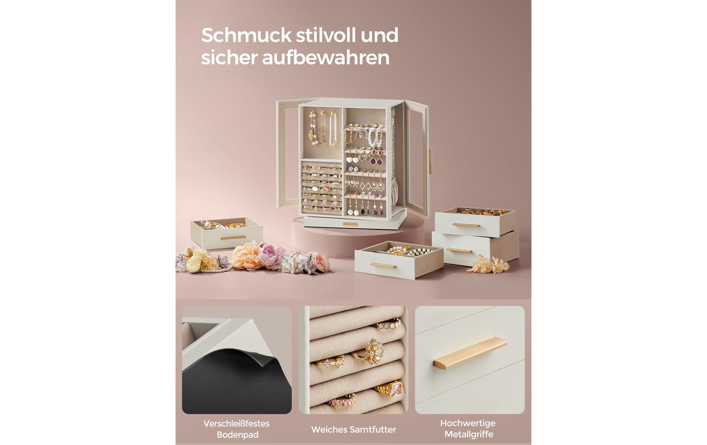 Schmuckschatulle 16 x 22,2 x 28.5 cmSchmuckkästchen 360° drehbar