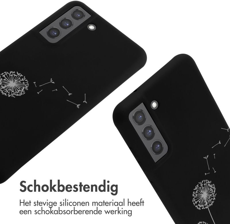imoshion Siliconen design hoesje met koord voor de Samsung Galaxy S21 FE - Dandelion Black