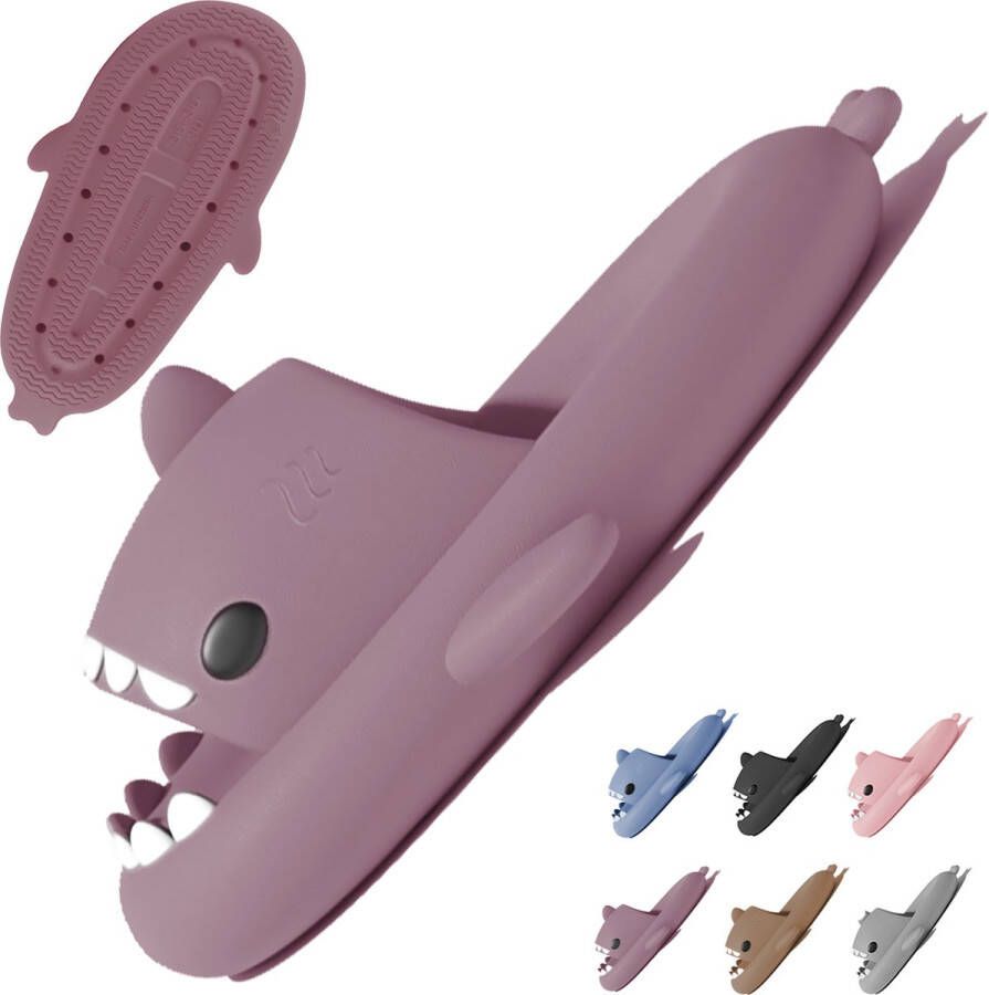 Geweo Shark Slides Haai Slippers Badslippers Kerstmis Kerstfeest Christmas Gift Pantoffels Douchepantoffels Haaienpantoffels Zomer Antislip Platform Kussen Glijbanen Slippers Roze