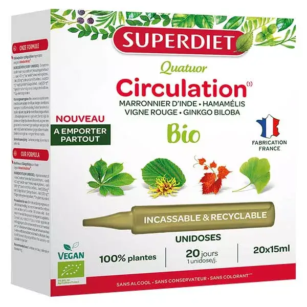 Superdiet Quatuor Circulation Bio 20 doses únicas de 15ml