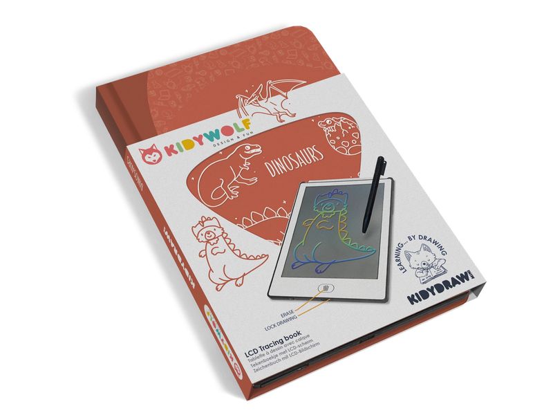 Kidywolf Leuchtende Designtafel mini Dino Leuchtendes Zeichenbuch mit LCD-Bildschirm