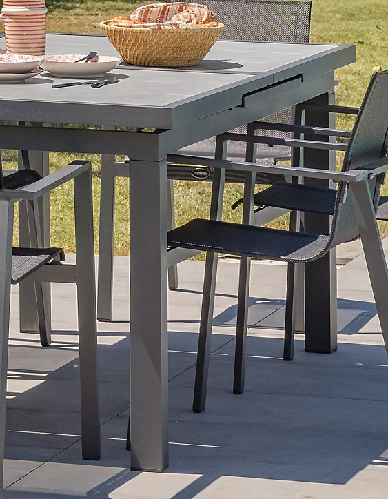 Table de jardin extensible Venise en aluminium coloris gris anthracite L.190/250 x l.95 x H.77 cm