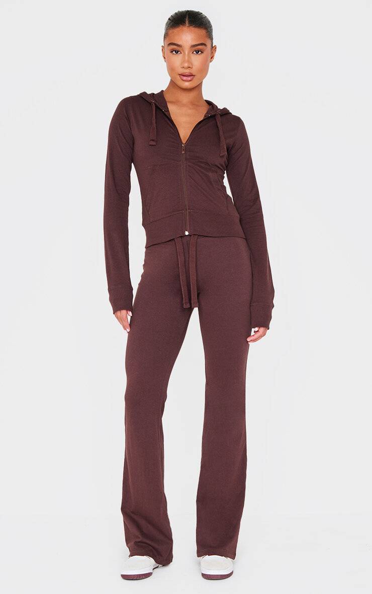 Chocolat Pantalon Évasé Skinny Taille Basse Coordonné