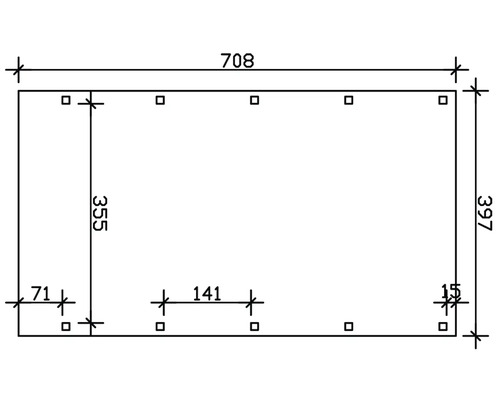 SKAN HOLZ Friesland enkele carport inclusief aluminium dakpanelen en H-paalankers, 397 x 708 cm, notenhout