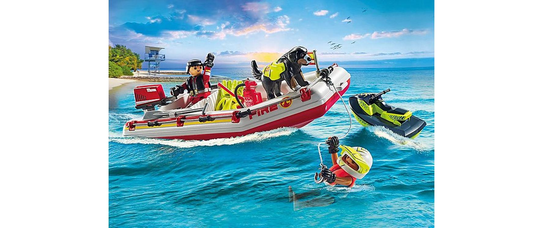 Action Heroes Feuerwehrboot mit Aqua Scooter 71464Spielset für heldenhafte Wasserrettungen