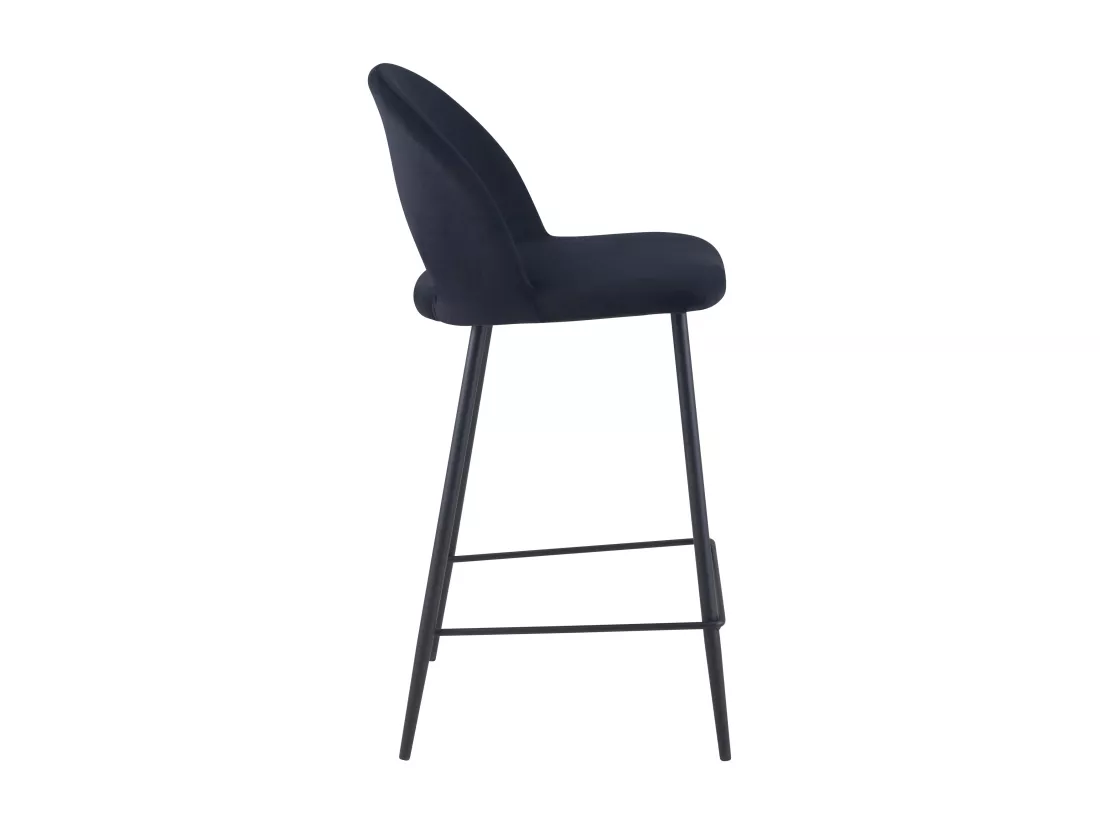 Lot de 2 chaises pour îlot central 65 cm en velours noir - Pénélope